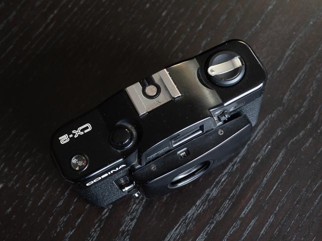 Cosina CX-2 showing the focussing symbols above the lens.