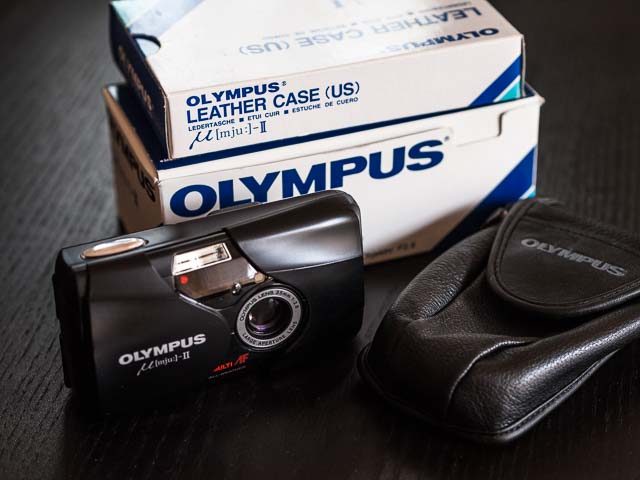 Olympus Mju II camera with case and boxes