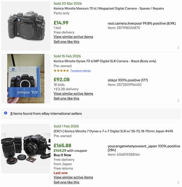 Konica Minolta Alpha-7 Digital search for sold listing on eBay April 10 2026