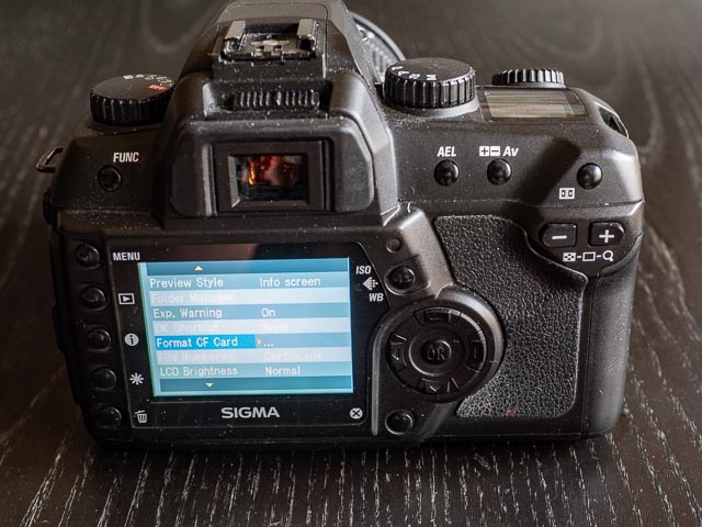 Sigma SD14 Menu