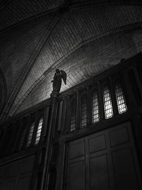 Statue of an angel inside the Cathédrale Notre-Dame de Paris - Olympus OM-D E-M10 + Olympus M.Zuiko Digital ED 9-18mm f/4.0-5.6