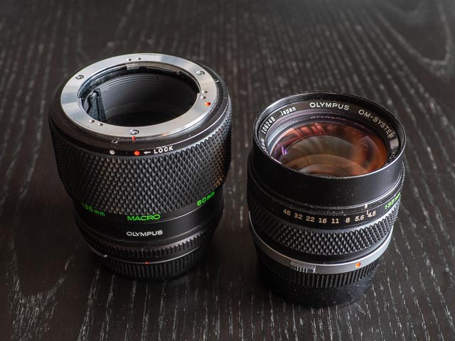 Olympus OM Zuiko 135mm f/4.5 Auto-Macro and Olympus OM Telescopic Auto Tube 65-116