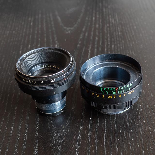 Helios 44-2 lens split into 2