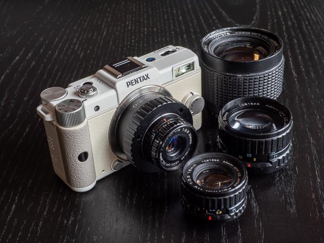 Pentax Q with 4 Pentax 110 lenses