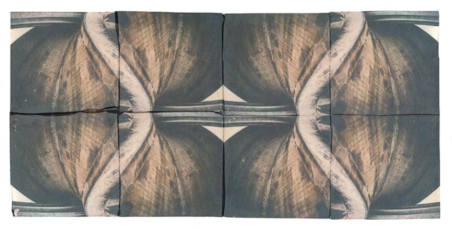 Emulsion lift prnt made from 8 identical Polaroids