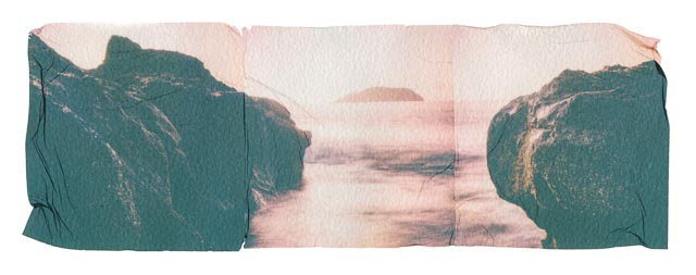 3rd example Polaroid emulsion lift triptych print